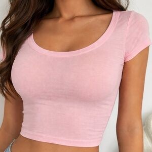 BLING BLING Y2K Cropped Baby Tee in Baby Pink